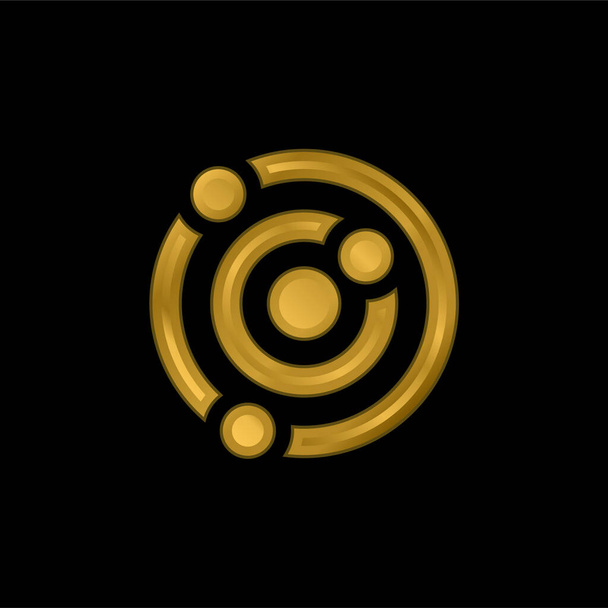 Atom vergoldet metallisches Symbol oder Logo-Vektor - Vektor, Bild