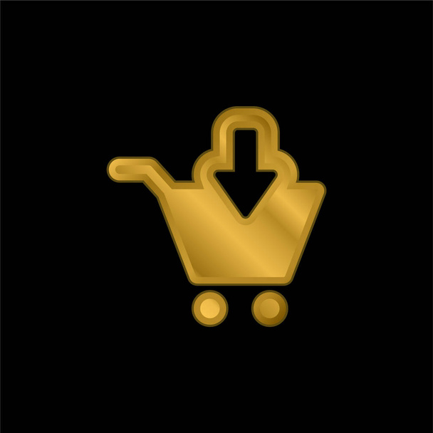 Cart altın kaplama metalik simge veya logo vektörüne ekle - Vektör, Görsel