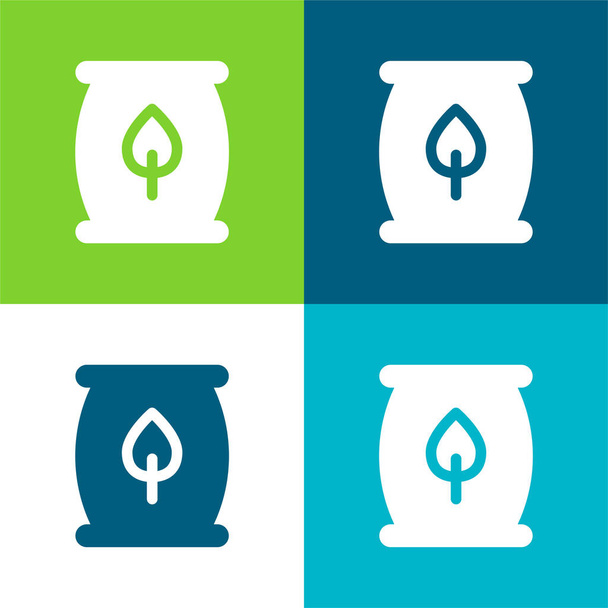 Biomass Energy Flat four color minimal icon set - Vector, Image