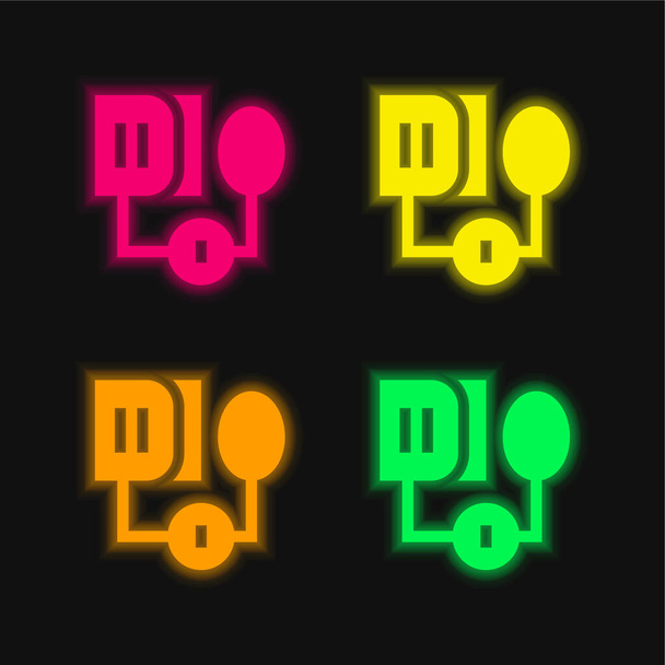 Icona vettoriale al neon incandescente a quattro colori con manometro - Vettoriali, immagini