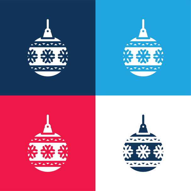 Bauble синий и красный четыре цвета минимальный набор значков - Вектор,изображение