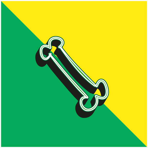 Bone Outlined Shape Vihreä ja keltainen moderni 3d vektori kuvake logo - Vektori, kuva