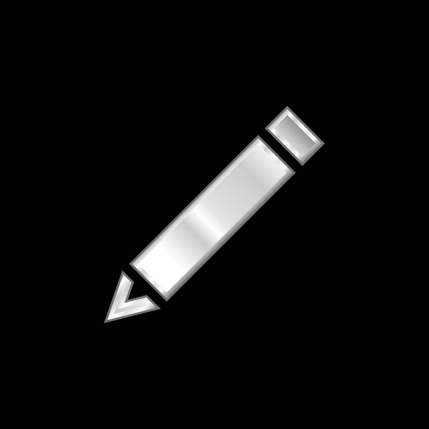 Schwarzer Diagonale Bleistift metallisches Symbol versilbert - Vektor, Bild