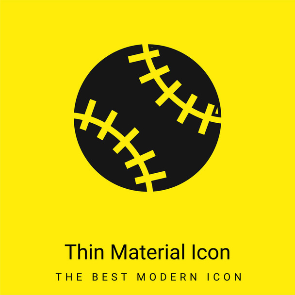 Balle de baseball minimaliste jaune vif icône matérielle - Vecteur, image