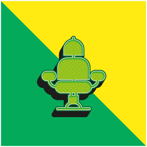Friseurstuhl Grünes und gelbes modernes 3D-Vektor-Symbol-Logo - Vektor, Bild