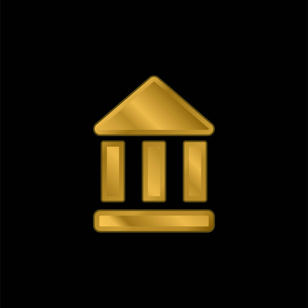 Τράπεζα Σύμβολο επίχρυσο μεταλλικό εικονίδιο ή το λογότυπο διάνυσμα - Διάνυσμα, εικόνα