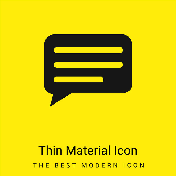 Black Speech Bubble With Lines Inside minimal bright yellow material icon - Vector, Image