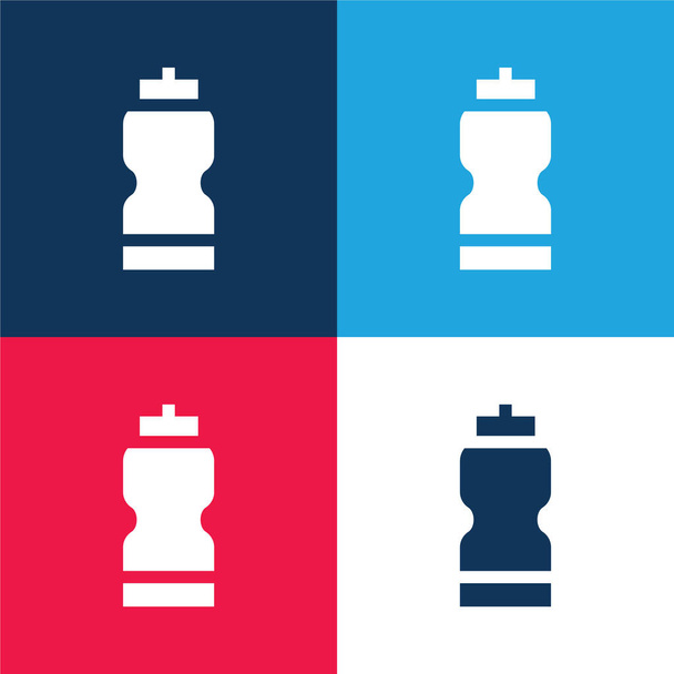 Botella azul y rojo conjunto de iconos mínimo de cuatro colores - Vector, imagen