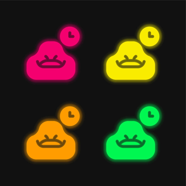 Bean Bag vier Farben leuchtenden Neon-Vektor-Symbol - Vektor, Bild