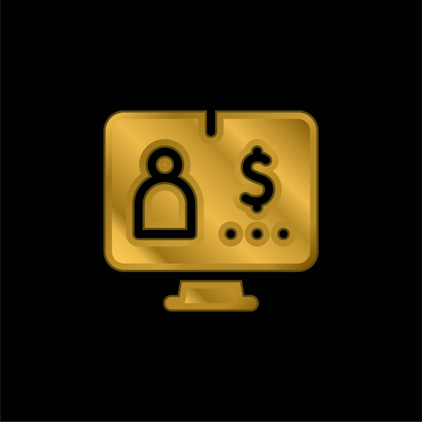 Позолоченная икона банковского счета или вектор логотипа - Вектор,изображение
