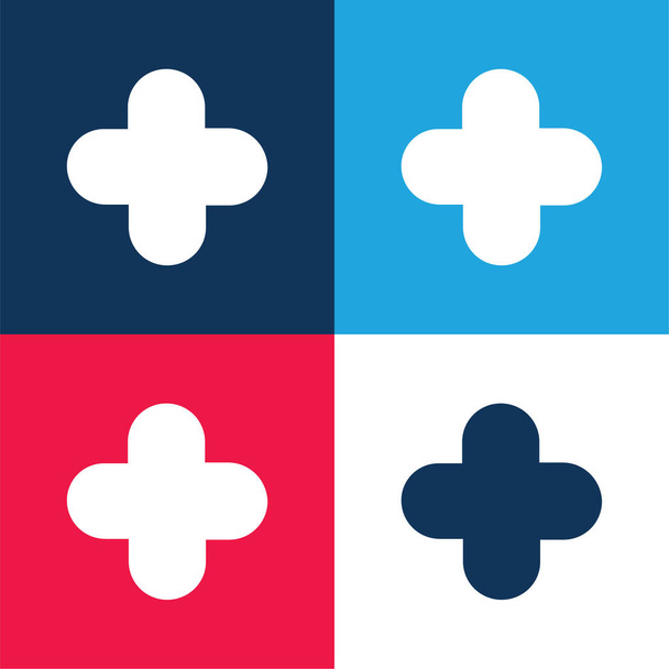 Sčítání Symbol modrá a červená čtyři barvy minimální ikona nastavena - Vektor, obrázek