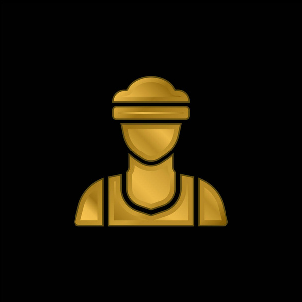 Atleta chapado en oro icono metálico o logo vector - Vector, Imagen