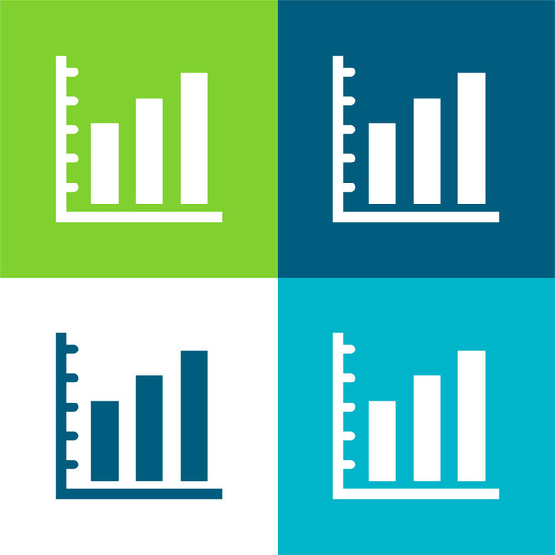 Bares ascendentes gráfico para negocios plana de cuatro colores mínimo icono conjunto - Vector, Imagen