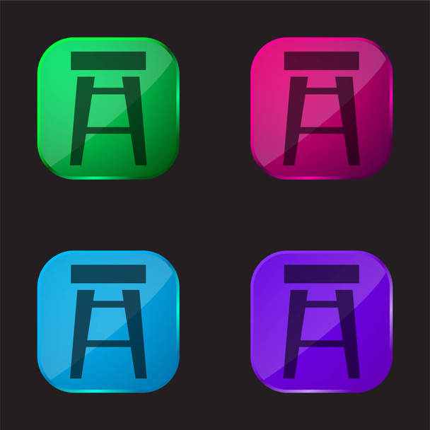 Taburete de bar icono de botón de cristal de cuatro colores - Vector, Imagen