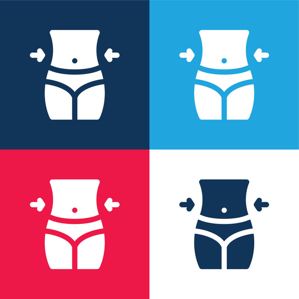 Belly blue and red four color minimal icon set - Vector, Image