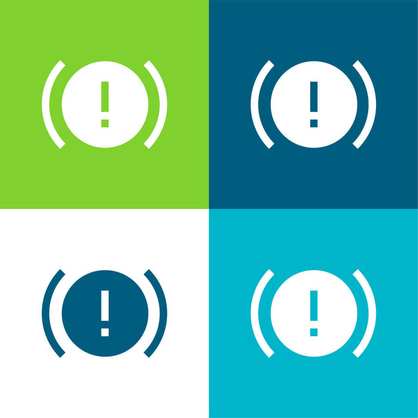 Alerta plana de cuatro colores mínimo icono conjunto - Vector, Imagen