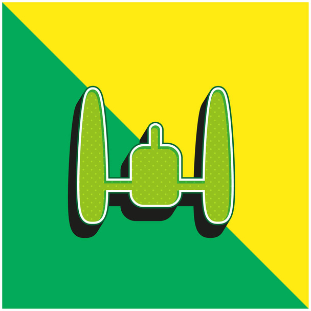 Ataque Plano verde y amarillo moderno vector 3d icono logo - Vector, Imagen