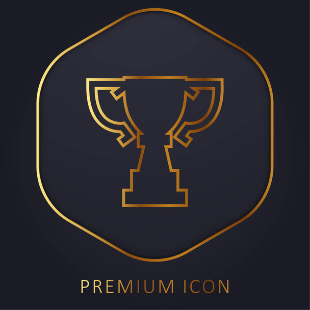 Ödül Kupası Silueti Büyük Boyut Altın Çizgi prim logosu veya simgesi - Vektör, Görsel