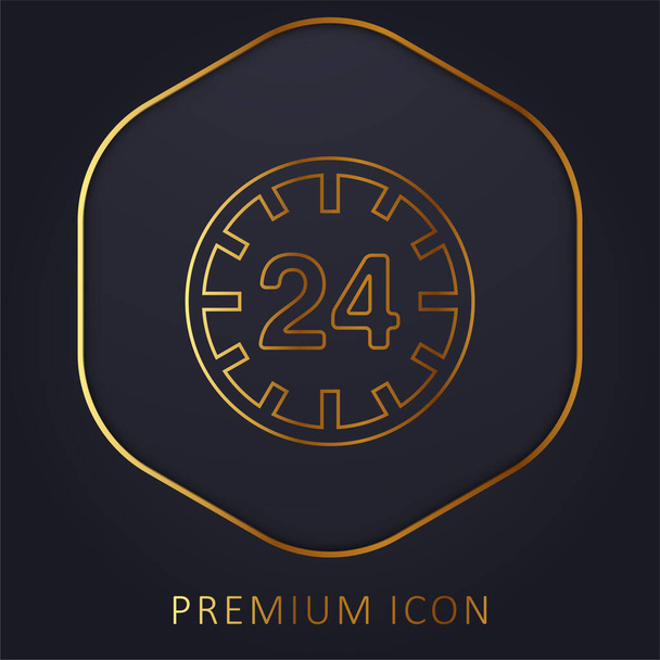 24 tuntia Circular Sign kultainen viiva palkkio logo tai kuvake - Vektori, kuva