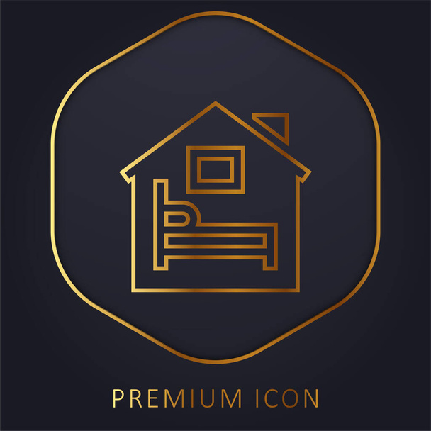 Alojamiento línea dorada logotipo premium o icono - Vector, Imagen