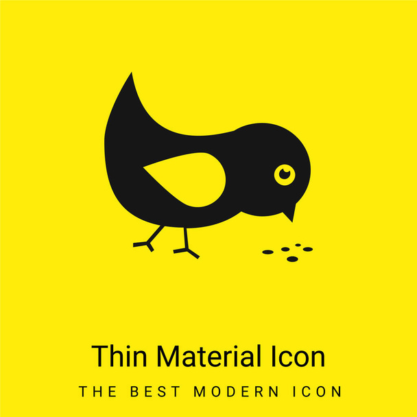 Pájaro comiendo semillas mínimo icono de material amarillo brillante - Vector, Imagen
