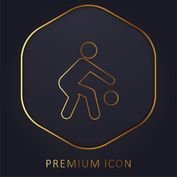 Silueta de jugador de baloncesto con el logotipo de la línea de oro bola premium o icono - Vector, Imagen