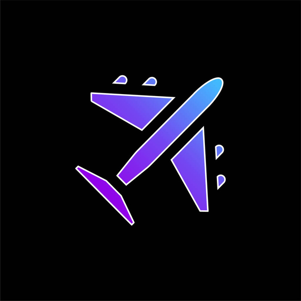 Avión azul gradiente vector icono - Vector, imagen