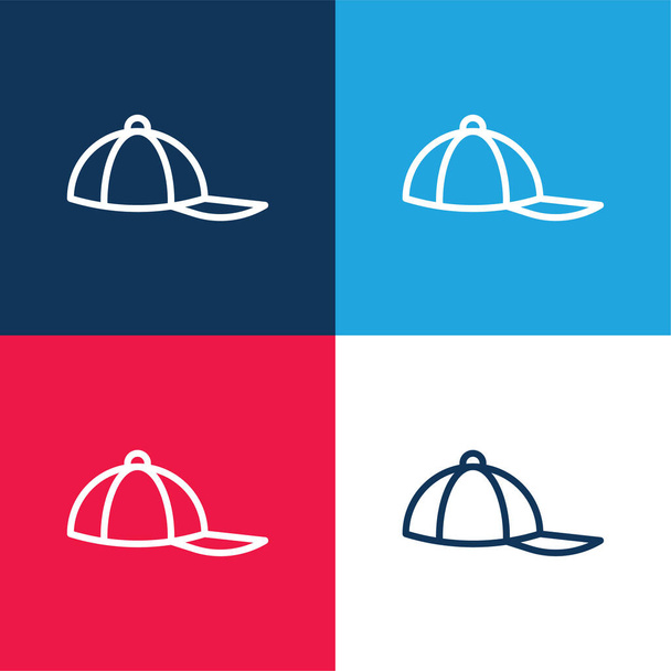 Baseball Cap blu e rosso quattro colori set icona minima - Vettoriali, immagini