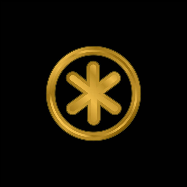 Asterisk Yıldız Sembolü Dairesel Düğme Altın kaplama metalik simge veya logo vektörü - Vektör, Görsel