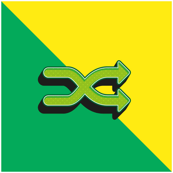 Flechas Shuffle Símbolo verde y amarillo moderno vector 3d icono logotipo - Vector, imagen
