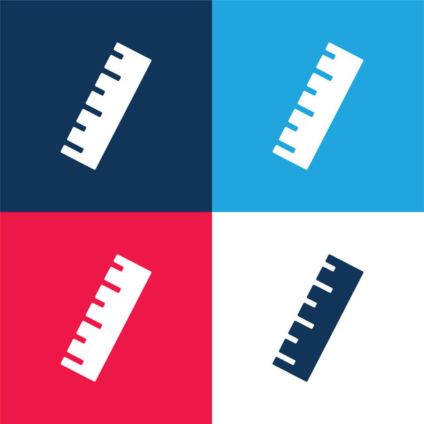 Règle noire bleu et rouge quatre couleurs minimum jeu d'icônes - Vecteur, image