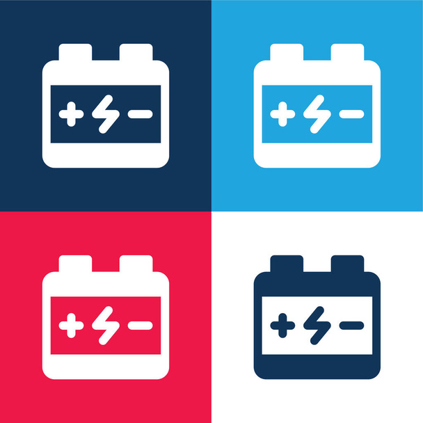 Batteria blu e rosso quattro colori set icona minima - Vettoriali, immagini