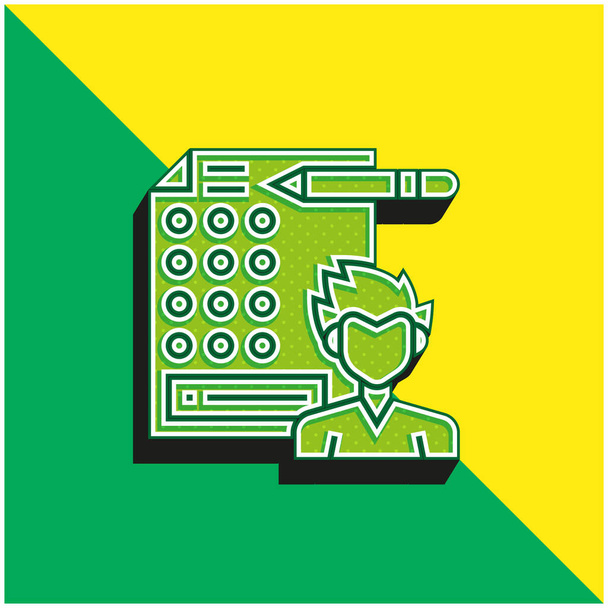 Risposta Logo moderno verde e giallo dell'icona vettoriale 3d - Vettoriali, immagini