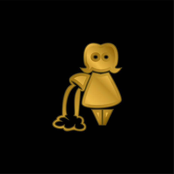 Símbolo do zodíaco do aquário da fêmea transportadora de água banhado a ouro ícone metálico ou vetor logotipo - Vetor, Imagem