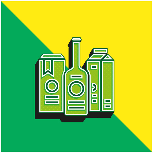 Marca verde y amarillo moderno vector 3d icono logo - Vector, Imagen