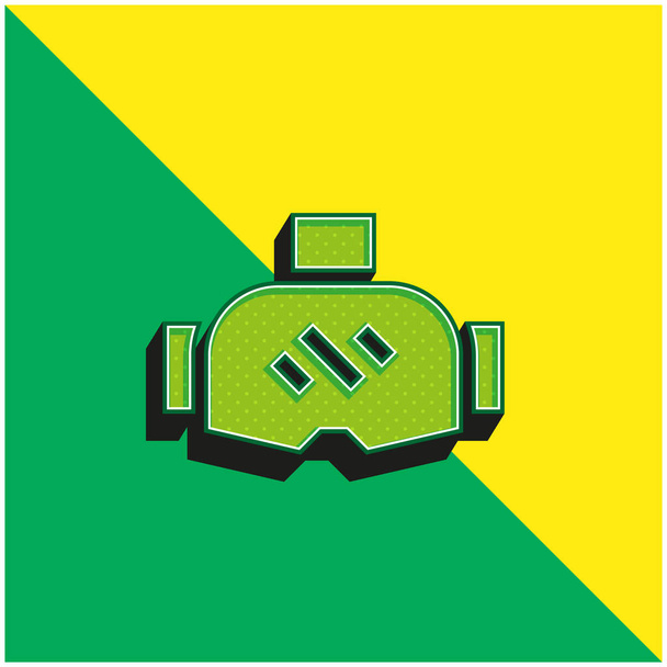 Стаканы зеленые и желтые, современный трехмерный векторный логотип - Вектор,изображение