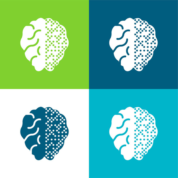 Мозок Плоский чотирикольоровий мінімальний набір піктограм
 - Вектор, зображення