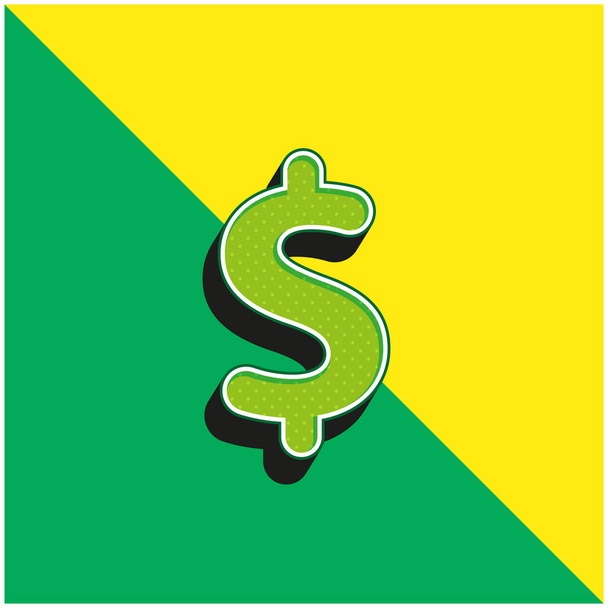 Iso dollari Kirjaudu Vihreä ja keltainen moderni 3d vektori kuvake logo - Vektori, kuva