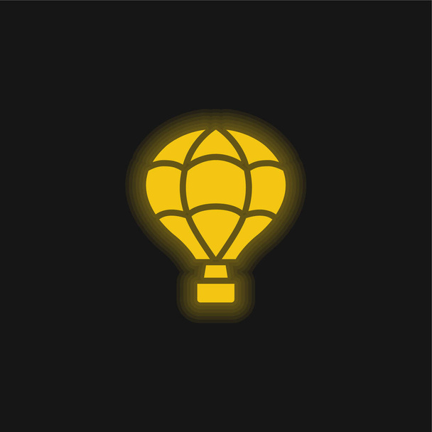 Luchtballon geel gloeiende neon pictogram - Vector, afbeelding