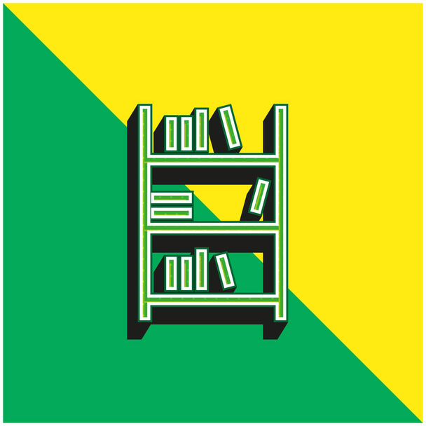 Libro Estante verde y amarillo moderno vector 3d icono logo - Vector, imagen