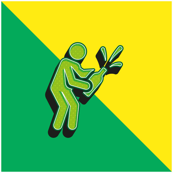Syntymäpäivä Vihreä ja keltainen moderni 3d vektori kuvake logo - Vektori, kuva