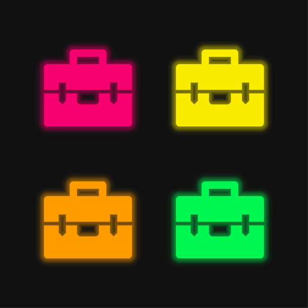 Короткий четырехцветный светящийся неоновый вектор - Вектор,изображение