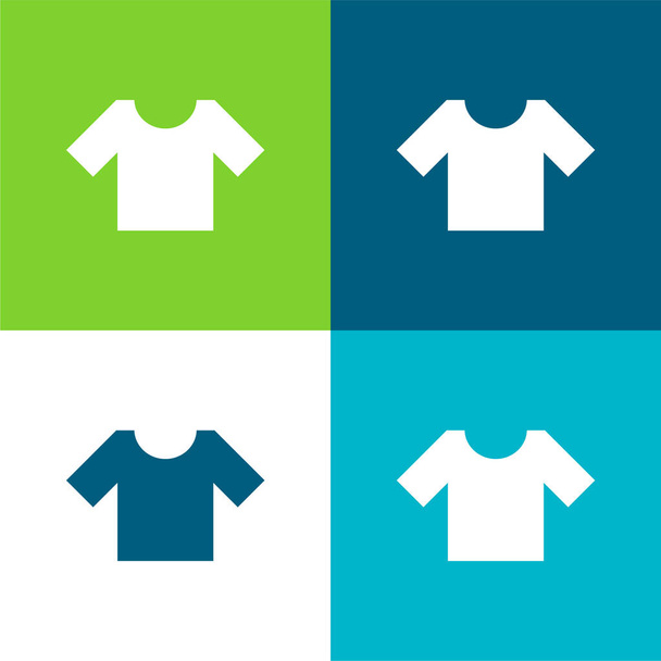 Basic T Shirt Flat four color minimal icon set - Vector, Image