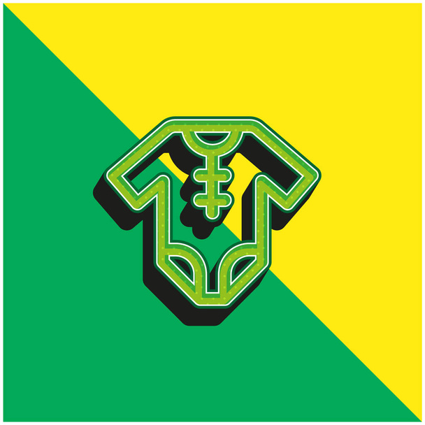 Roupas de bebê Verde e amarelo moderno logotipo vetor 3d ícone - Vetor, Imagem