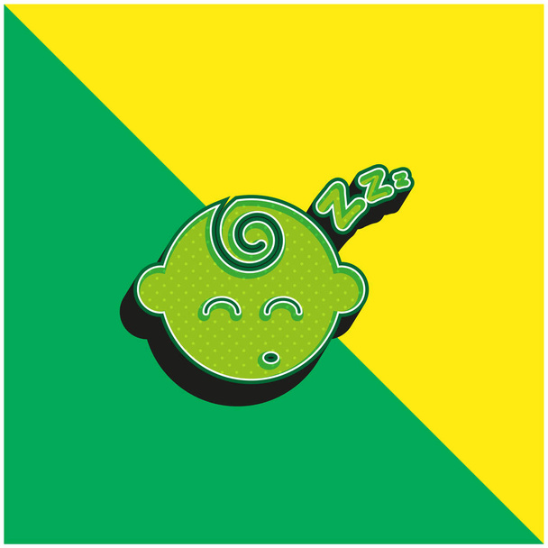 ベビーシルエット睡眠緑と黄色の現代的な3dベクトルアイコンのロゴ - ベクター画像