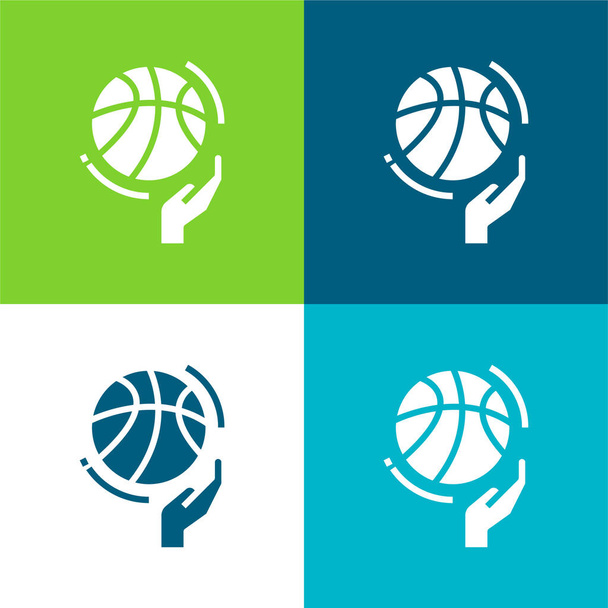 Kosárlabda lakás négy szín minimális ikon készlet - Vektor, kép