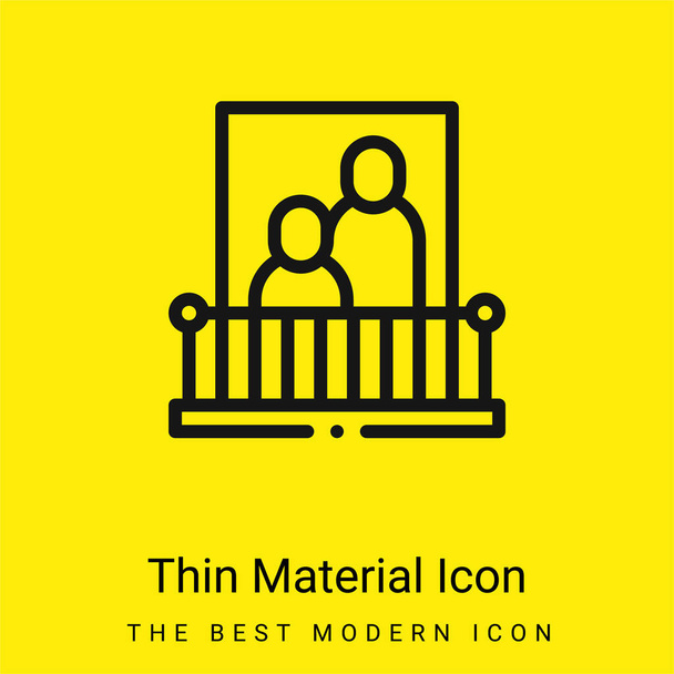 Balcony minimal bright yellow material icon - Vector, Image