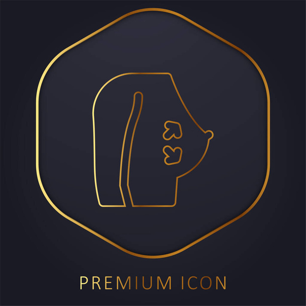 Breast golden line premium logo or icon - Vector, Image