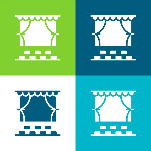 Pubblico Set icona minimale a quattro colori piatto - Vettoriali, immagini