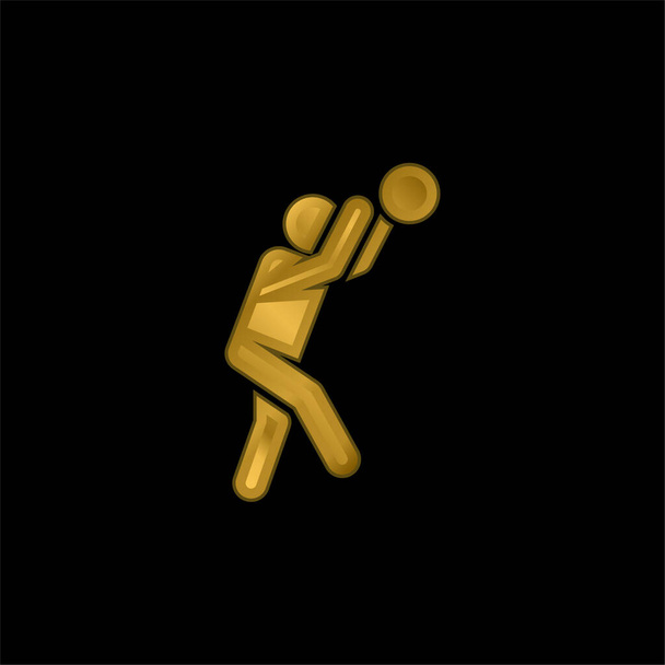 Jugador de baloncesto chapado en oro icono metálico o logo vector - Vector, Imagen